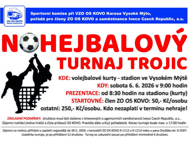 Nohejbalový turnaj trojic