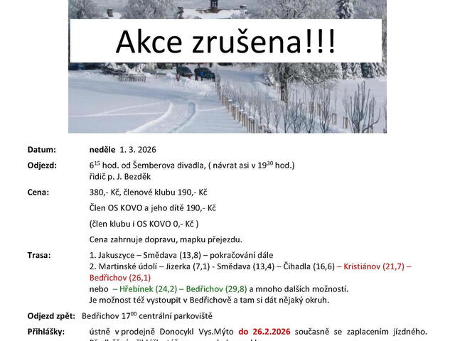 Akce Sportovní komise - zrušeno !