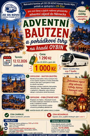 Rekreační komise nabízí svým členům adventní zájezd