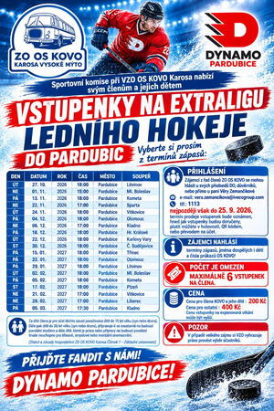 Nabídka vstupenek na hokej do Pardubic