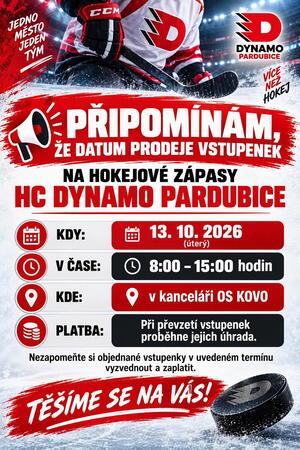 Nabídka vstupenek na hokej do Pardubic - prodej !!!